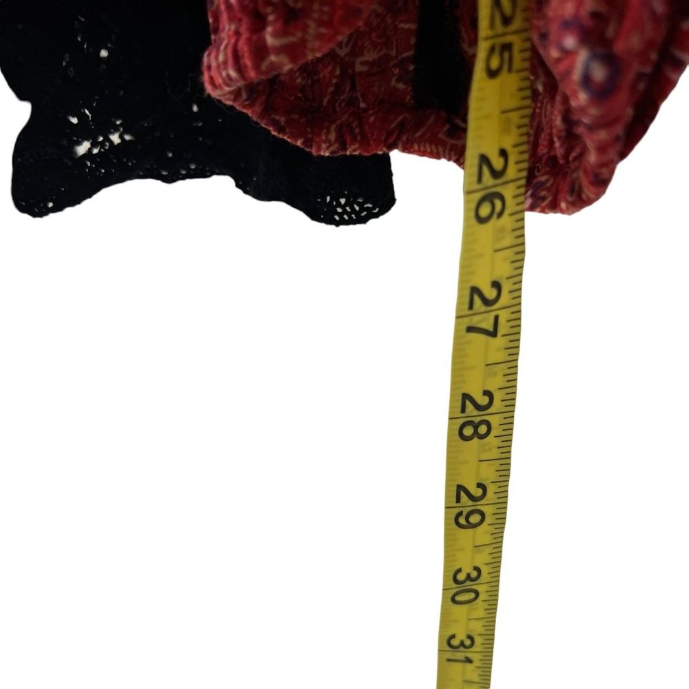 Free People Modified Peacemaker Black Red Print Long Sleeve Top Small - Picture 6 of 8